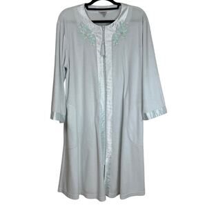 Vintage Miss Elaine Embroidered Zip-Front Robe XL Cottagecore Lounge